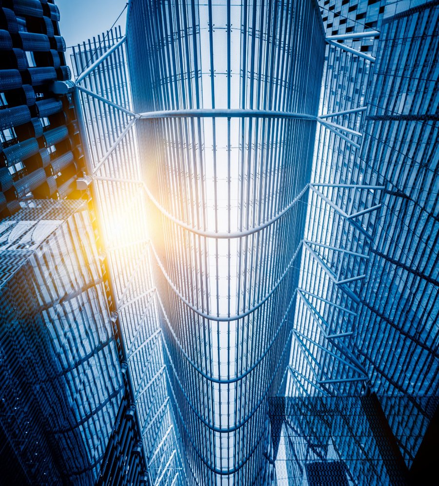 Architectural view of modern business towers symbolizing digital resilience